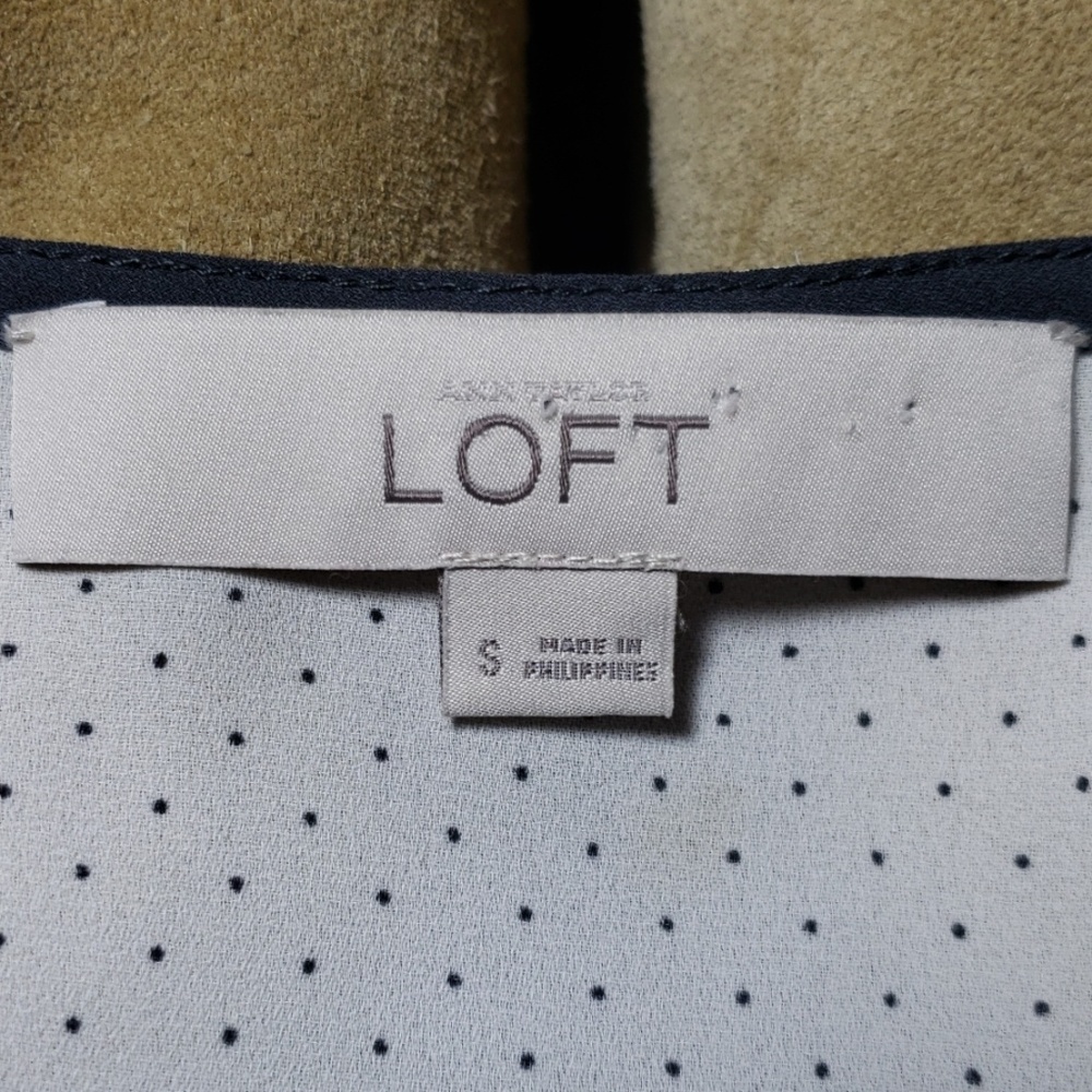 LOFT Silky Feel Tiny Dots & Scarf Frame Blouse - Picture 6 of 6